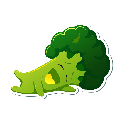 Sticker Kawaii Broccoli Character Cute Broccoli In Yellow Sticker Kawaii Broccoli Character Cute Broccoli In Yellow