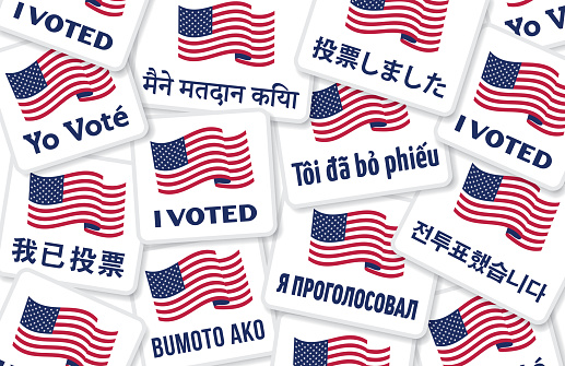 I VOTED Stickers Multilingual Multicultural USA Elections