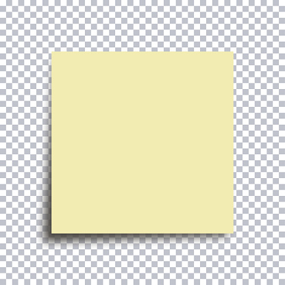 Sticky note paper. Yellow sticker isolated on transparent background. Vector