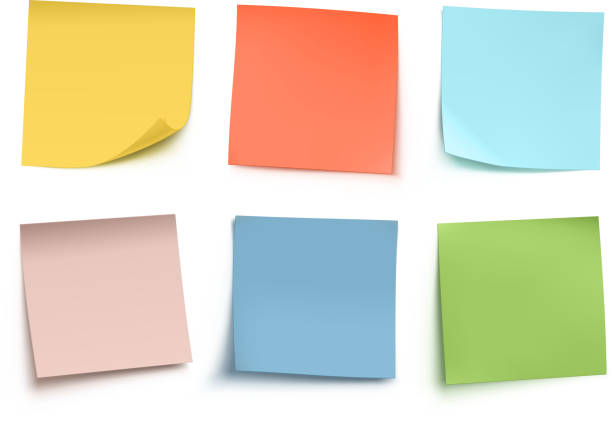 Sticky notes Vector illustration of multicolor sticky notes isolated on white background. adhesive note stock illustrations
