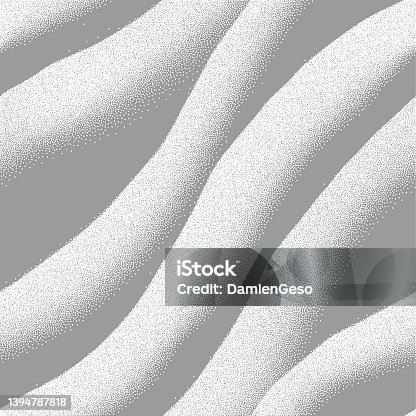 istock Stipple wave seamless pattern on white background. Dotwork gradient vector background. Grunge texture grain pattern 1394787818