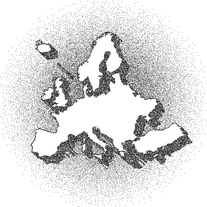 Stippled Europe map - Stippling Art - Dotwork - Dotted style