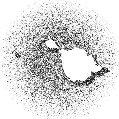 Stippled Heard Island and McDonald Islands map - Stippling Art - Dotwork - Dotted style