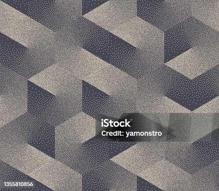 istock Stippled Isometric Cubes Seamless Pattern Geometrical Vector Abstract Background 1355810856