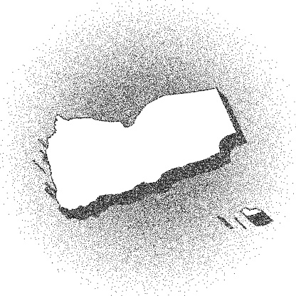 Stippled Yemen map - Stippling Art - Dotwork - Dotted style