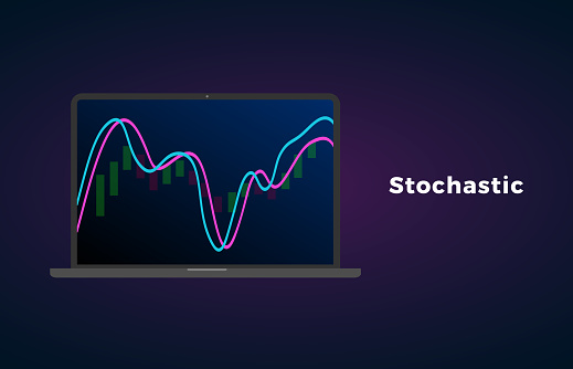 Stochastic Oscillator Technical Analysis Indicator On Stock Market Forex And Cryptocurrency Trading Exchange Market Laptop Display Screen With Graph And Candle Stick Stock Illustration - Download Image Now - iStock