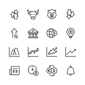 16 Stock Market Outline Icons.