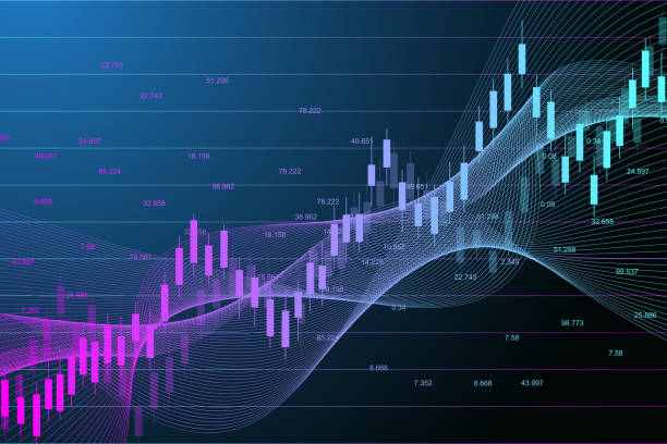 금융 투자 개념에 적합 한 주식 시장 또는 외환 트레이딩 그래프 차트. 비즈니스 아이디어에 대 한 경제 동향 배경입니다. 추상적인 금융 배경입니다. 벡터 일러스트 - 주식 시장 데이터 stock illustrations