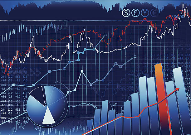 Stock Market Stock & share, A similation of Stock Currency Background. wall street stock illustrations