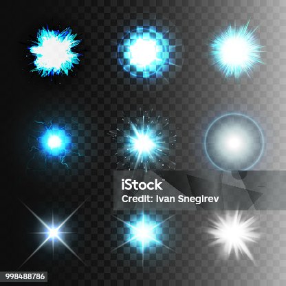 istock Stock vector illustration set ball lightning a transparent background. Abstract plasma sphere. Electric discharge, stars, flash, the sun, glow, lighting effects. EPS 10 998488786