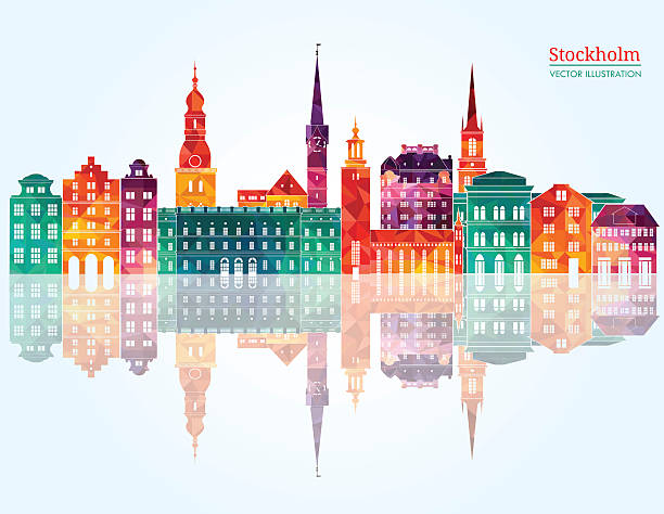 bildbanksillustrationer, clip art samt tecknat material och ikoner med stockholm skyline. vector illustration - stockholm
