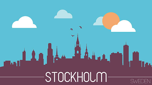 bildbanksillustrationer, clip art samt tecknat material och ikoner med stockholm sweden skyline silhouette - summer stockholm