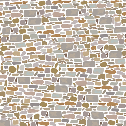 Stone Block Wall, Seamless pattern. Background made of wild bricks. grey, red, sand, yellow, brown,