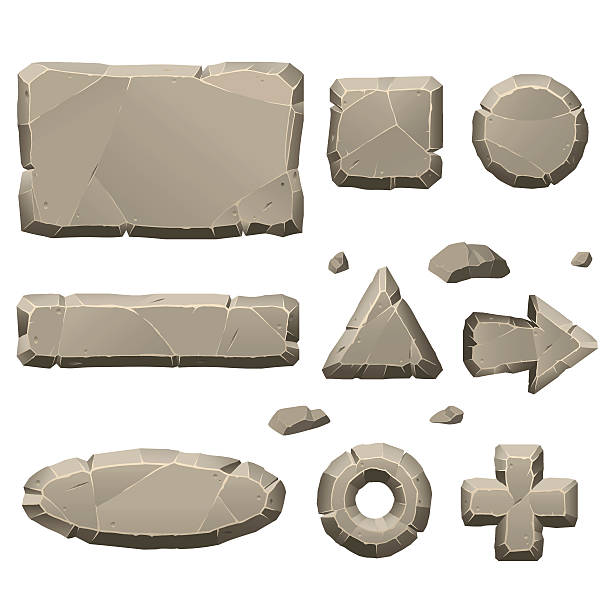 камень игра элементы дизайна - каменный материал stock illustrations