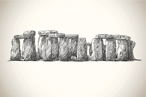Stonehenge. Vector drawing. UK Landmark. vector illustration of stonehenge against white background megalith stock illustrations