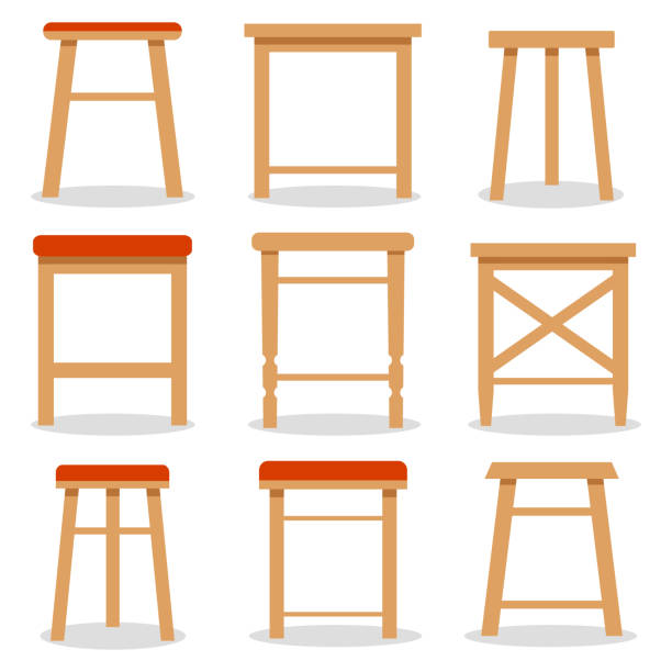 Stool, set of wooden stools on a white background. Vector illustration. Vector. vector art illustration
