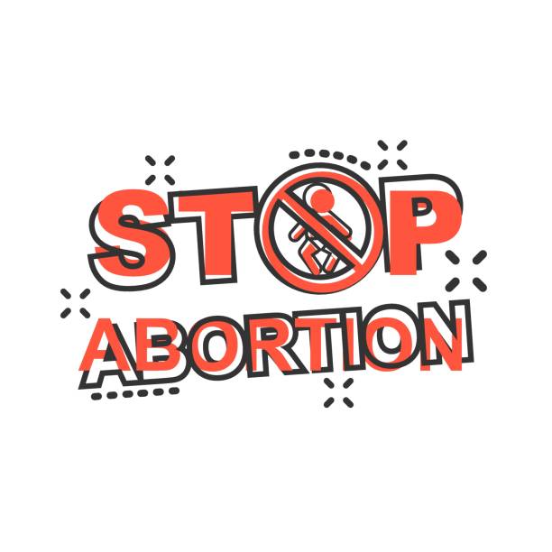 Stop abortion banner icon in comic style. Baby choice vector cartoon illustration on white isolated background. Human rights business concept splash effect. Stop abortion banner icon in comic style. Baby choice vector cartoon illustration on white isolated background. Human rights business concept splash effect. abortion protest stock illustrations