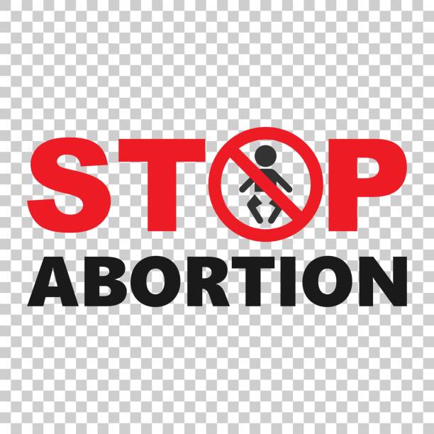 투명 한 스타일에서 낙태 배너 아이콘을 중지 합니다. 고립 된 배경에 아기 선택 벡터 일러스트. 인권 사업 개념. - abortion stock illustrations