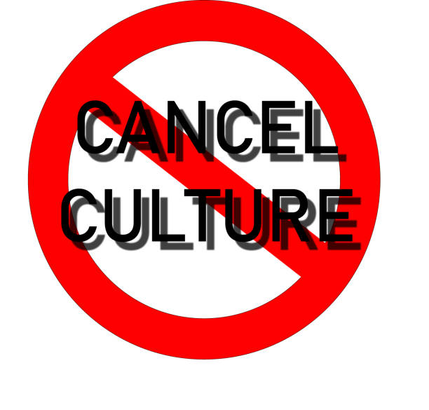 stockillustraties, clipart, cartoons en iconen met stop met het annuleren van cultuur, tekst geschreven op een verbodsbord. - cancelcultuur