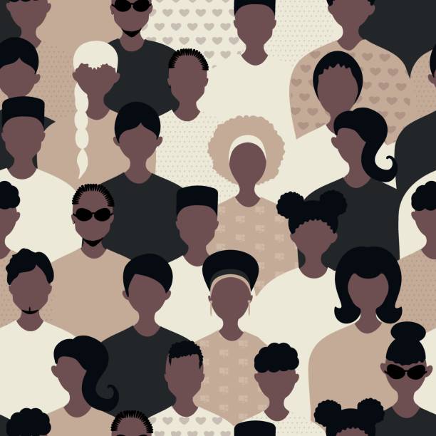 인종차별을 막고 함께 매끄러운 패턴을 더 강하게 하십시오. blm, 흑인의 삶, 흑인과 백인인종차별에 반대하는 흑인, 흑인의 인권에 대한 항의 배너 및 포스터 - 아프리카 stock illustrations