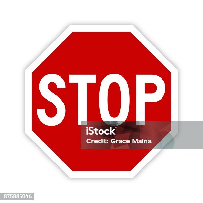 istock Stop sign icon with shadow - Vector 875885046
