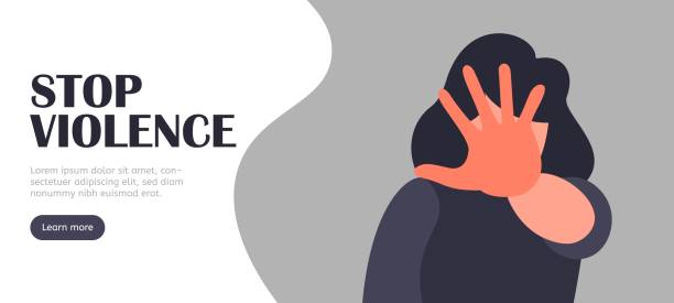 zatrzymaj koncepcję wektora przemocy. nadużycie - violence against women stock illustrations