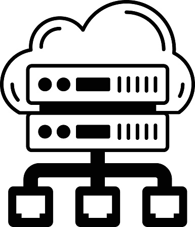 ストレージエリアネットワークベクトルアイコンデザイン、クラウド処理シンボル、コンピューティングサービスサイン、Webサービスとデータセンターのストックイラスト、オンプレミスク� - イラスト素材...