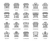 Store Building Icon Set - Thin Line Series