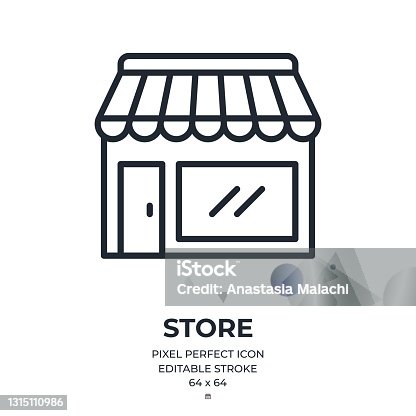 istock Store editable stroke outline icon isolated on white background flat vector illustration. Pixel perfect. 64 x 64. 1315110986
