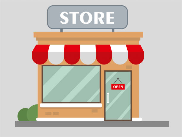 Store front view flat design store store stock illustrations