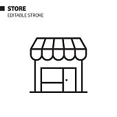 istock Store Line Icon, Outline Vector Symbol Illustration. Pixel Perfect, Editable Stroke. 1194059544