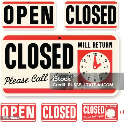 istock Store Sign: Open Closed Will Return 165028803