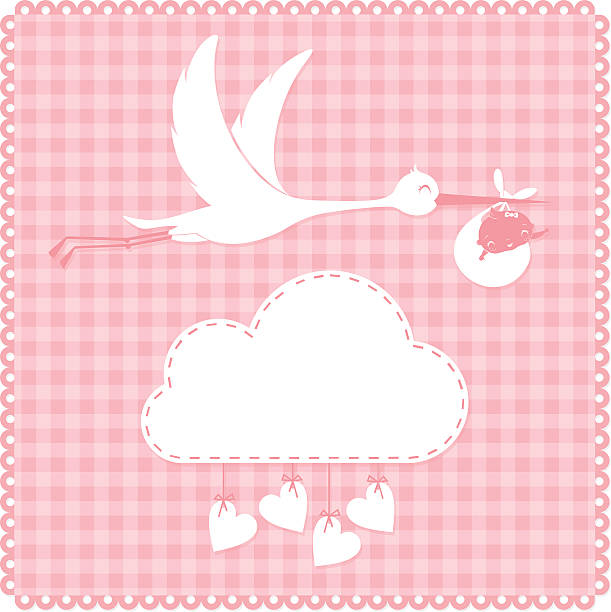 Stork and baby Newborn girl. Please see some similar pictures in my lightboxs: pregnant borders stock illustrations