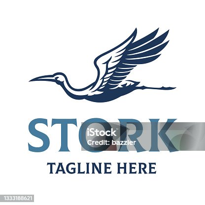istock Stork bird elegant logo style 1333188621