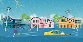 istock Storm is destroying the city. 1327503600