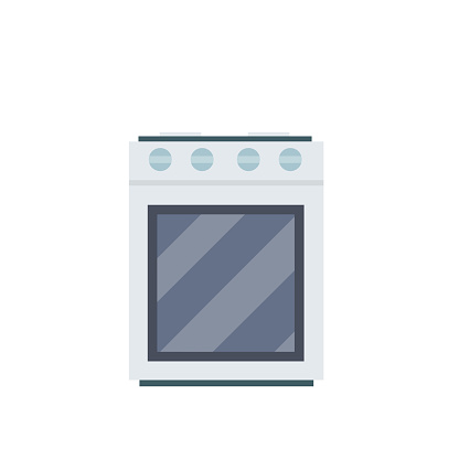 Stove for cooking. Kitchen furniture. Cartoon flat illustration. Modern Oven. Gas cooker. Home Appliances.