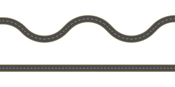 Straight and winding road road. Seamless asphalt roads template. Highway or roadway background. Vector illustration. Straight and winding road road. Seamless asphalt roads template. Highway or roadway background. Vector illustration. dividing line road marking stock illustrations