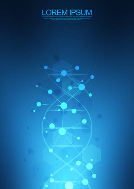 DNA strand background and genetic engineering or laboratory research. Medical technology and science concept. DNA strand background and genetic engineering or laboratory research. Medical technology and science concept laboratory patterns stock illustrations