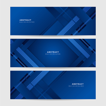 Strapes Dark Blue Abstract Memphis Geometric Wide Banner Design Background