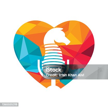 istock Strategic podcast vector logo concept. Chess podcast icon logo design template. 1365555318