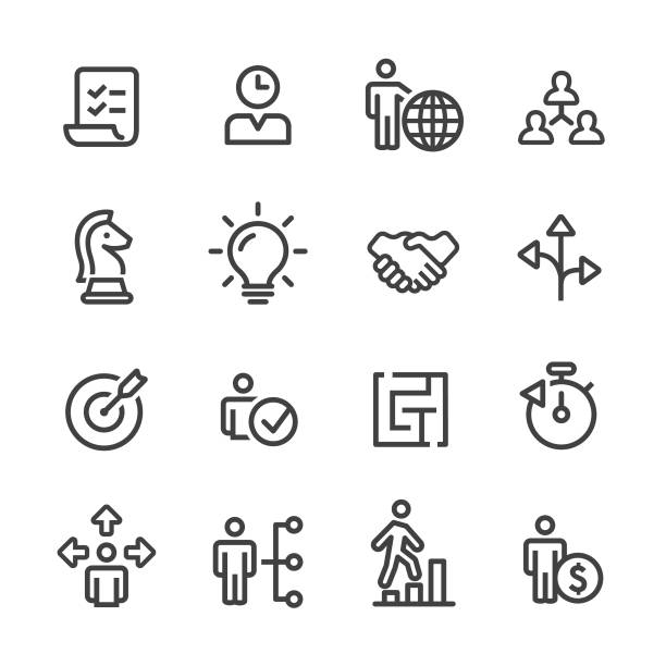 Strategy and Management Icons Set - Line Series View All: organizational structure stock illustrations