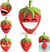 Cartoon strawberry set including: 