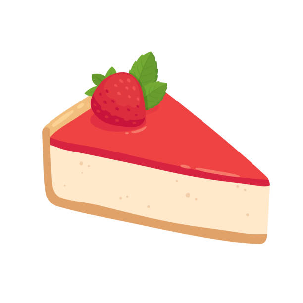 ilustrações de stock, clip art, desenhos animados e ícones de strawberry cheesecake slice - serving a slice of cake