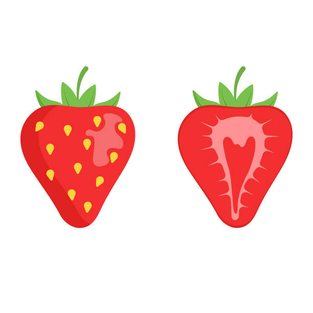 bildbanksillustrationer, clip art samt tecknat material och ikoner med strawberry fruit icon platt design. - jordgubbar