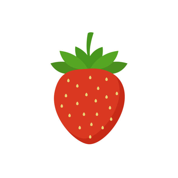 Strawberry fruit isolated on white background. Strawberry fruit isolated on white background. Strawberry in flat style. Vector stock strawberry cartoon stock illustrations