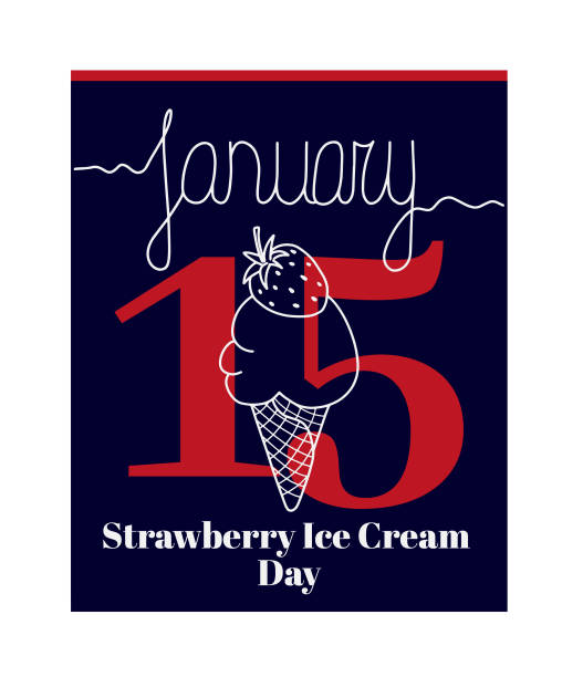 ilustrações de stock, clip art, desenhos animados e ícones de strawberry ice cream day - strawberry ice cream
