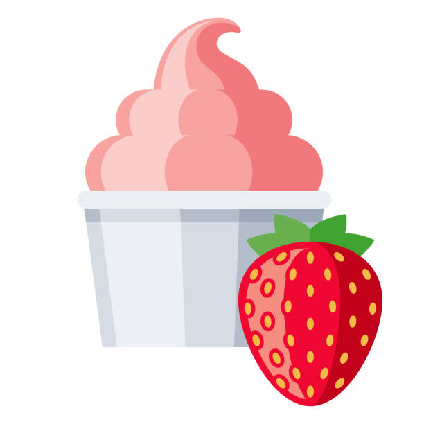 ilustrações de stock, clip art, desenhos animados e ícones de strawberry ice cream on transparent background - strawberry ice cream