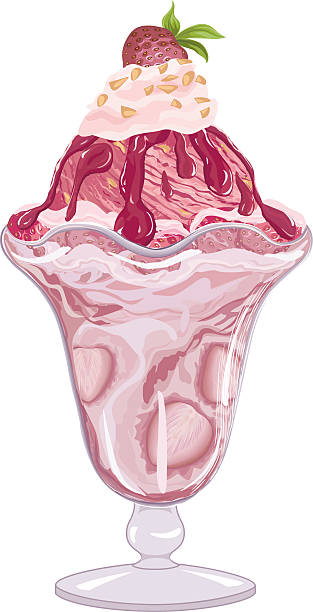 ilustrações de stock, clip art, desenhos animados e ícones de gelado de morango - strawberry ice cream