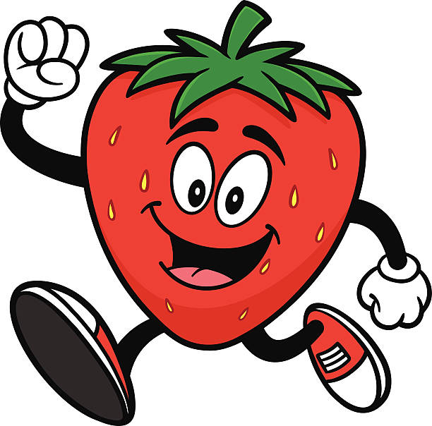Strawberry Running Strawberry Running strawberry cartoon stock illustrations