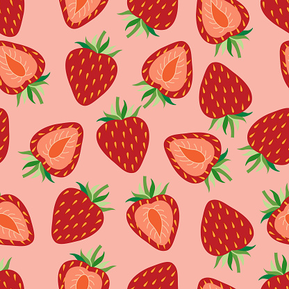 Strawberry seamless pattern .